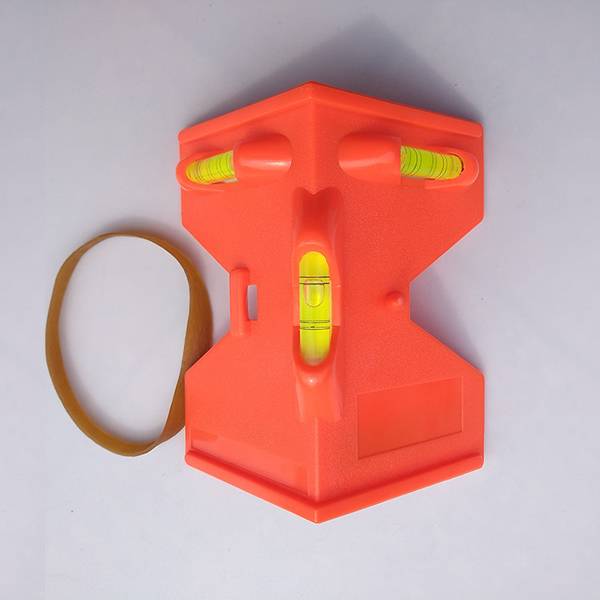 An orange color unadjustable type post level on gray background.